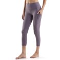 thumbnail image 1 of UUE 22"Inseam Elegant Pattern Lilac Leggings for women,7/8 leggings for women, High Waist and Tummy control Capri,for Yoga and Running, 1 of 6