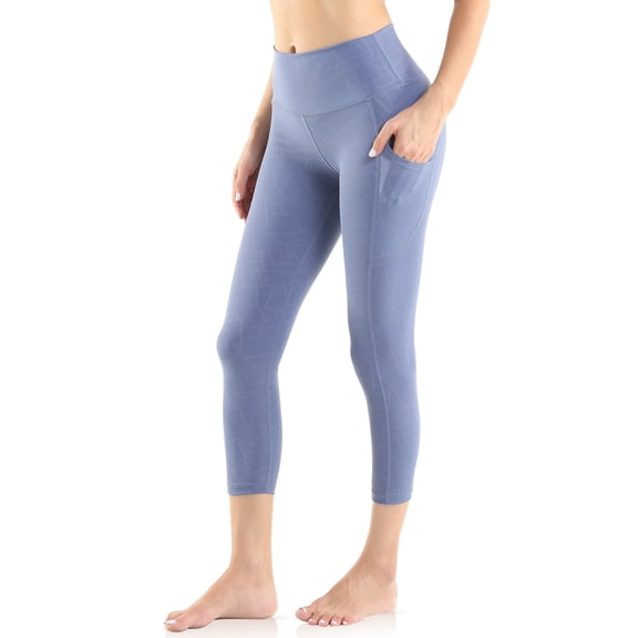 UUE 22"Limpid Pattern Azure Leggings for women,7/8 leggings for women, High Waist and Tummy control Leggings