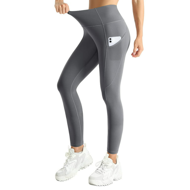 UUE 25Grey Leggings with Pockets for women, Tummy control and High waisted  leggings,Yoga high waisted leggings for Fitness