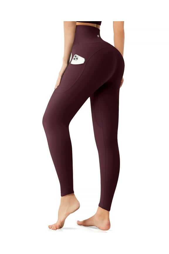 28"Inseam Leggings with Pockets for Women, High Waisted Yoga Pants Tummy Control