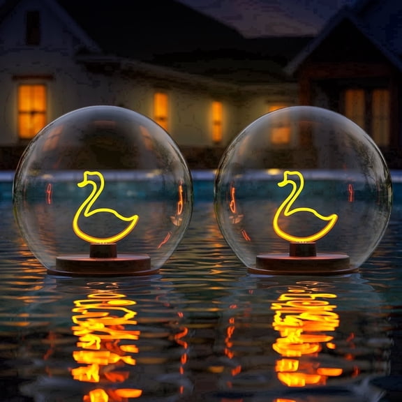 Postlucky Solar Floating Pool Lights with Warm White Swan-shaped LED for Garden/Porch/Pathway/Yards/Summer, 5.9", 2-Pack
