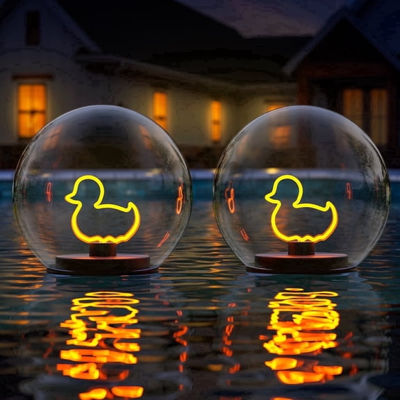 Postlucky Solar Floating Pool Lights with Warm White Duck-shaped LED for Garden/Porch/Pathway/Yards/Summer, 5.9", 2-Pack