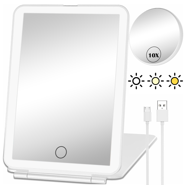 UUGEE Desk Makeup Mirror with Lights Small Rechargeable Travel Lighted