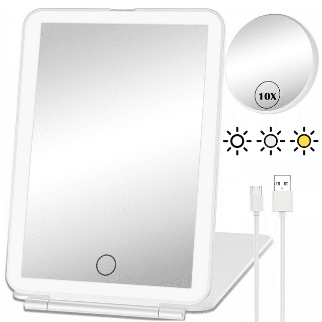 UUGEE Touch Screen LED Desk Makeup Mirror, Folding Tabletop Vanity