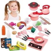 UUGEE Kids Pretend Play Kitchen Accessories Set Toys, Toddler Play Food Cooking Playset, Christmas Brithdays Gift for Girls Boys