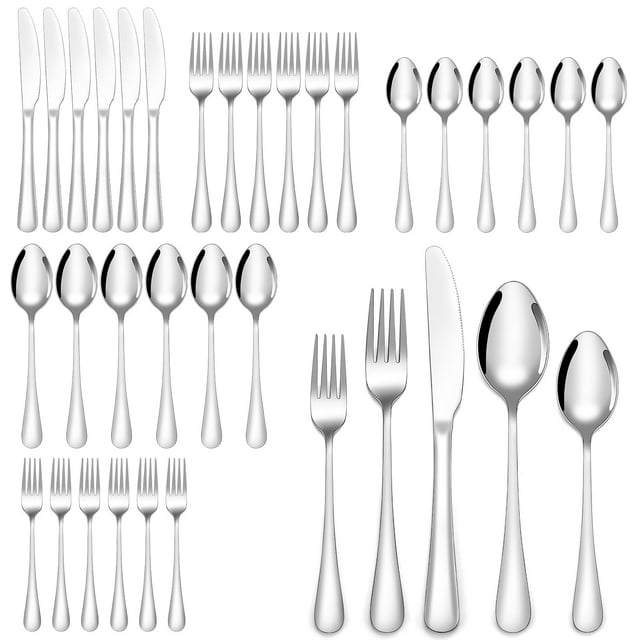 UUGEE Kitchen Silverware Flatware Set 30 Pieces Stainless Steel Cutlery with Forks and Spoons