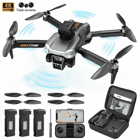 Drone with Camera for Kids Adults 4K, UUGEE RC Drones Foldable Fpv Quadcopter for Beginners with 3 Cameras & Batteries, LED Lights,Christmas Birthday Gifts
