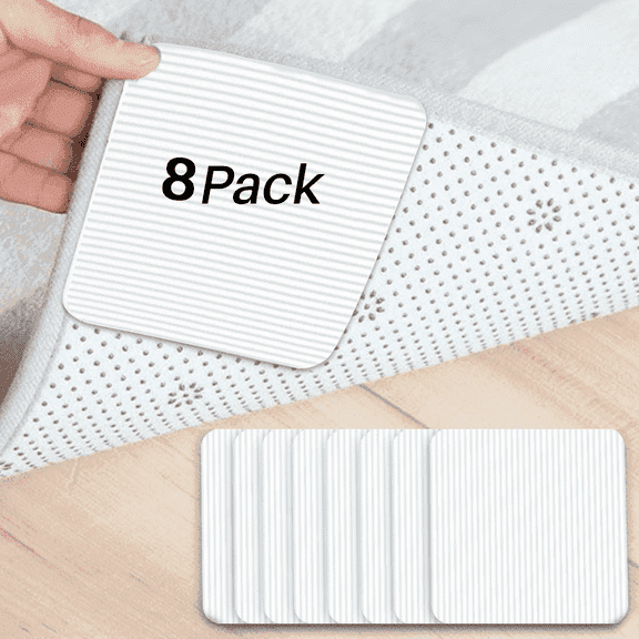 VIIWII Non Slip Rug Gripper Pad for Area Rugs 8Pcs Carpet Tape for Hardwood Floors and Tile