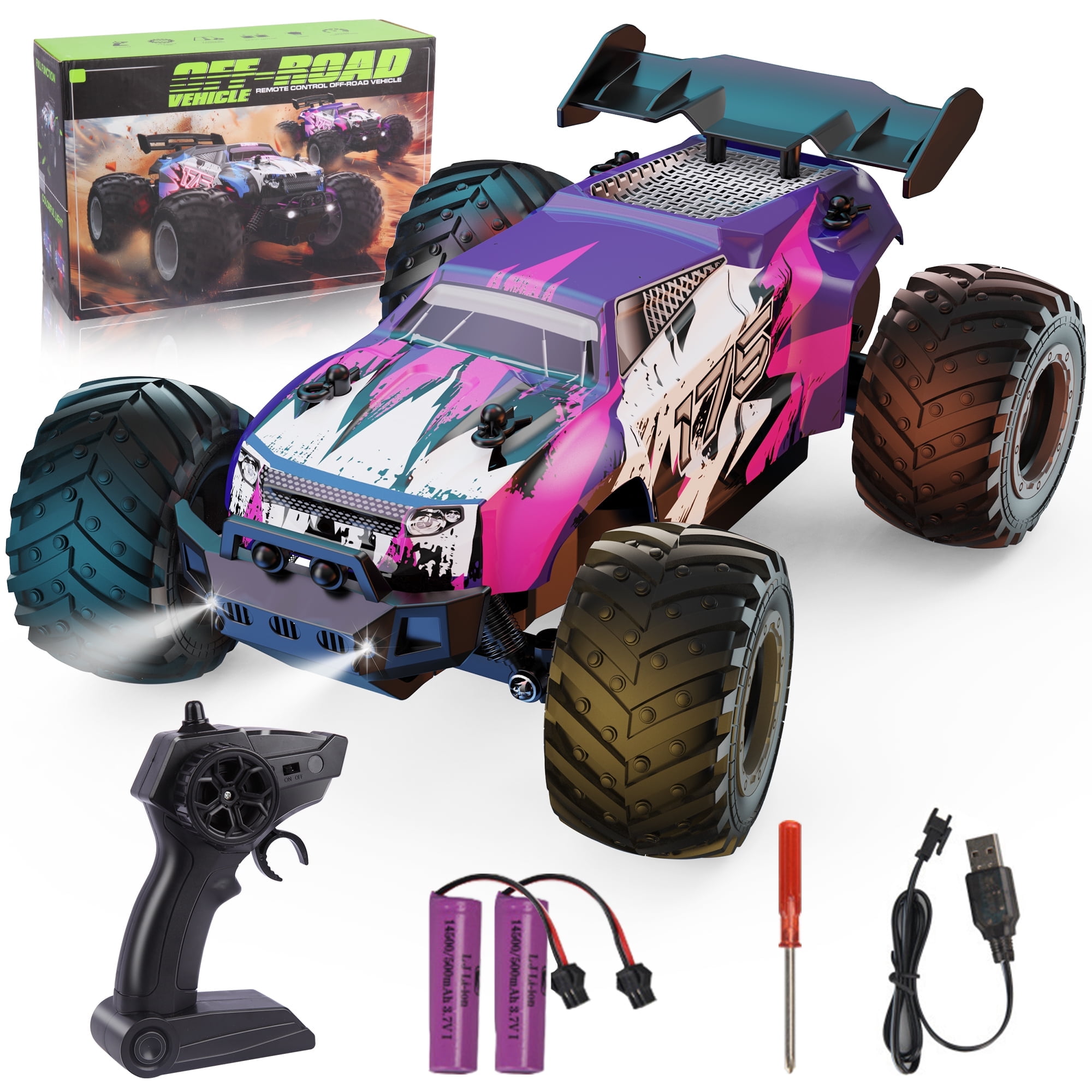 UUGEE Remote Control Car, RC Cars for Boys, 1:18 Scale High Speed off Road Monster Trucks with Lights, Toy Gifts for Kids