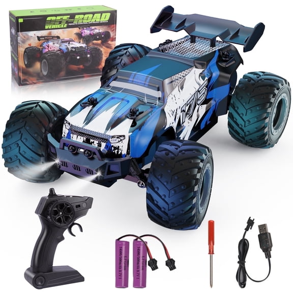 UUGEE Remote Control Car, RC Monster Truck Cars Toys for Boys, 2.4GHz High-Speed off-Road RC Truck with Lights & 2 Rechargable Batteries, Christmas Birthday Gifts for 8 11 Year Old Kids Adults