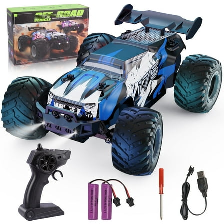 UUGEE Remote Control Car, RC Monster Truck Cars Toys for Boys, 2.4GHz High-Speed off-Road RC Truck with Lights & 2 Rechargable Batteries, Christmas Birthday Gifts for Kids Adults