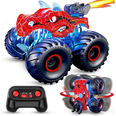 UUGEE Remote Control Car Toys, 2.4GHz RC Dinosaur Cars for Boys Girls Toddlers, 360° Rotating Monster Trucks with Light, Sound & Spray, Gifts for Kids 4 5 6 7 8