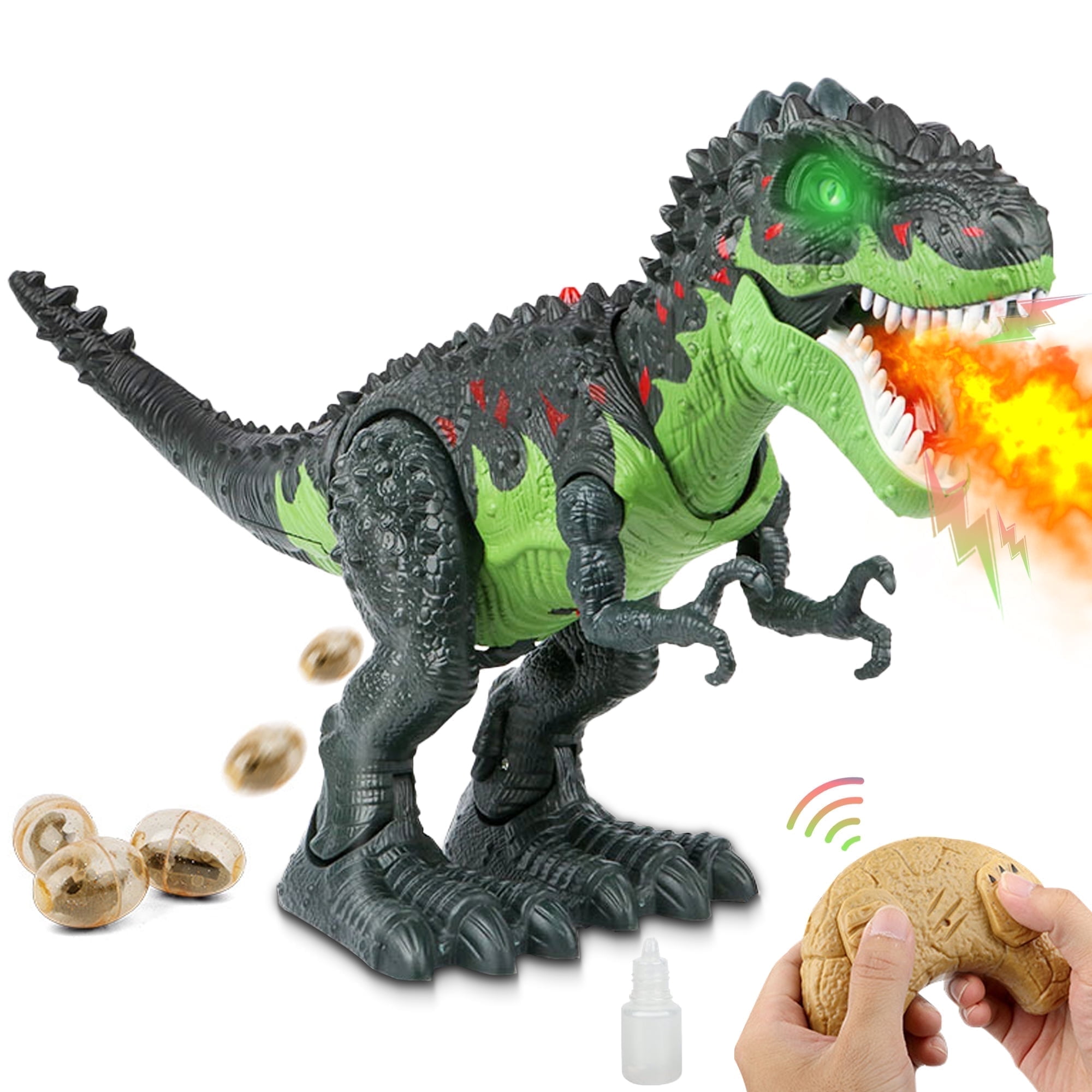 UUGEE Remote Control Dinosaur Toys for Boys Kids, 2.4G RC Dinosaur T-Rex Robot with Spray Light Sound, Walking Dinosaur Laying Eggs Boy Toys Age 3 4 5 6 7 8+ Year Old Gifts
