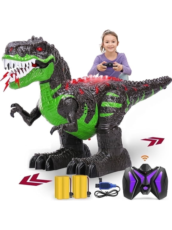Remote Control Dinosaur Toys for Boys, 2.4G RC Dinosaur Robot T-rex with Light Sound, Christmas Birthday Gifts Toys Ages 6 7 8+ Year Old Kids