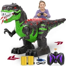 UUGEE Remote Control Dinosaur Toys for Boys Girls 2.4G RC Robot T-rex with Light Sound, Black