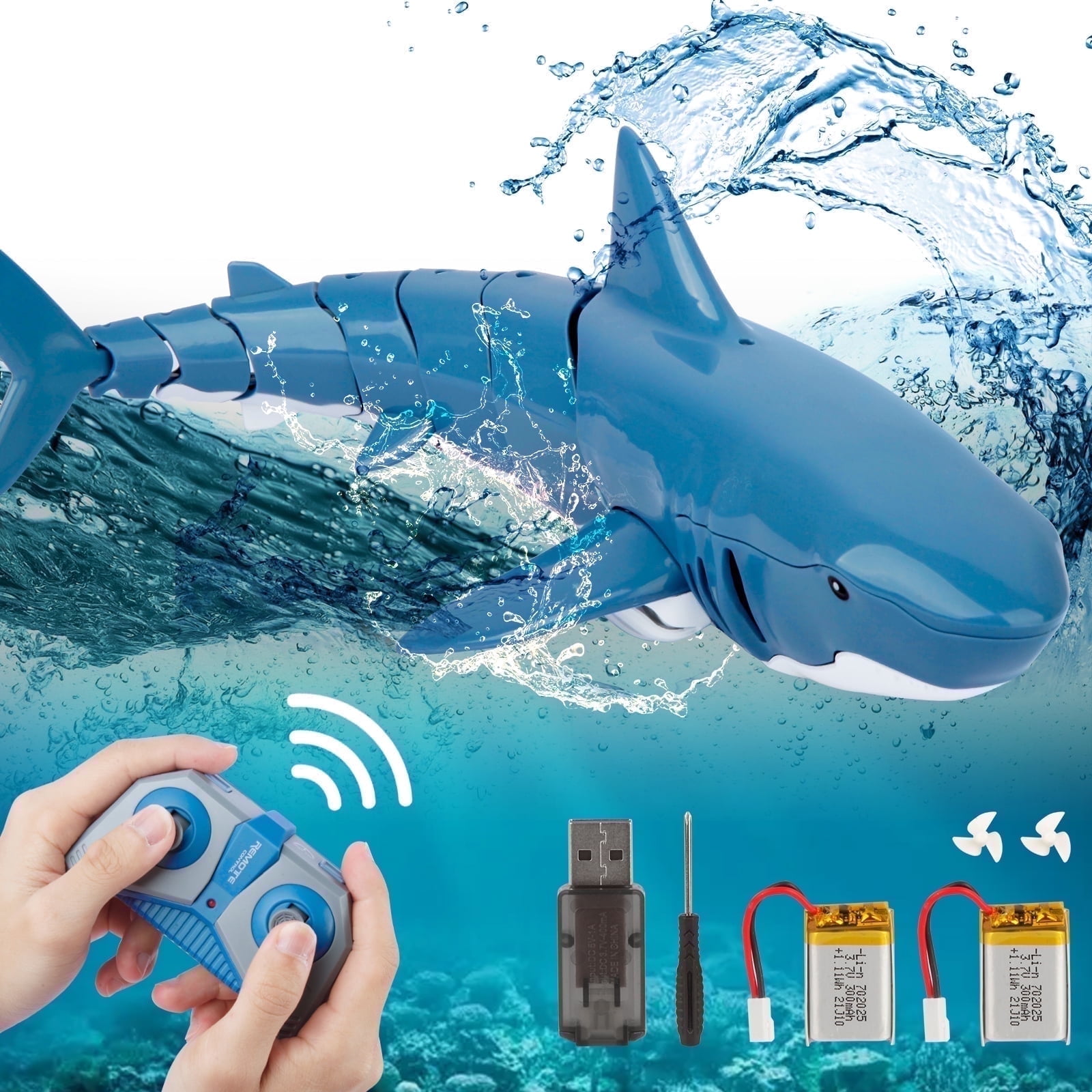 UUGEE Remote Control Shark Toys, 2.4G Mini RC Boat Toy for Boys Girls, Swimming Pool Toys RC Shark Christmas Birthday Gifts for Kids Age 6+