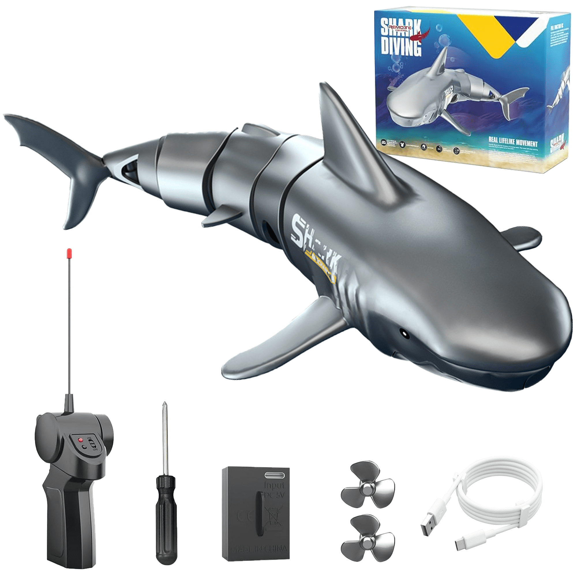 UUGEE Remote Control Shark Toys for Boys Girls, 2.4G Mimi RC Diving ...