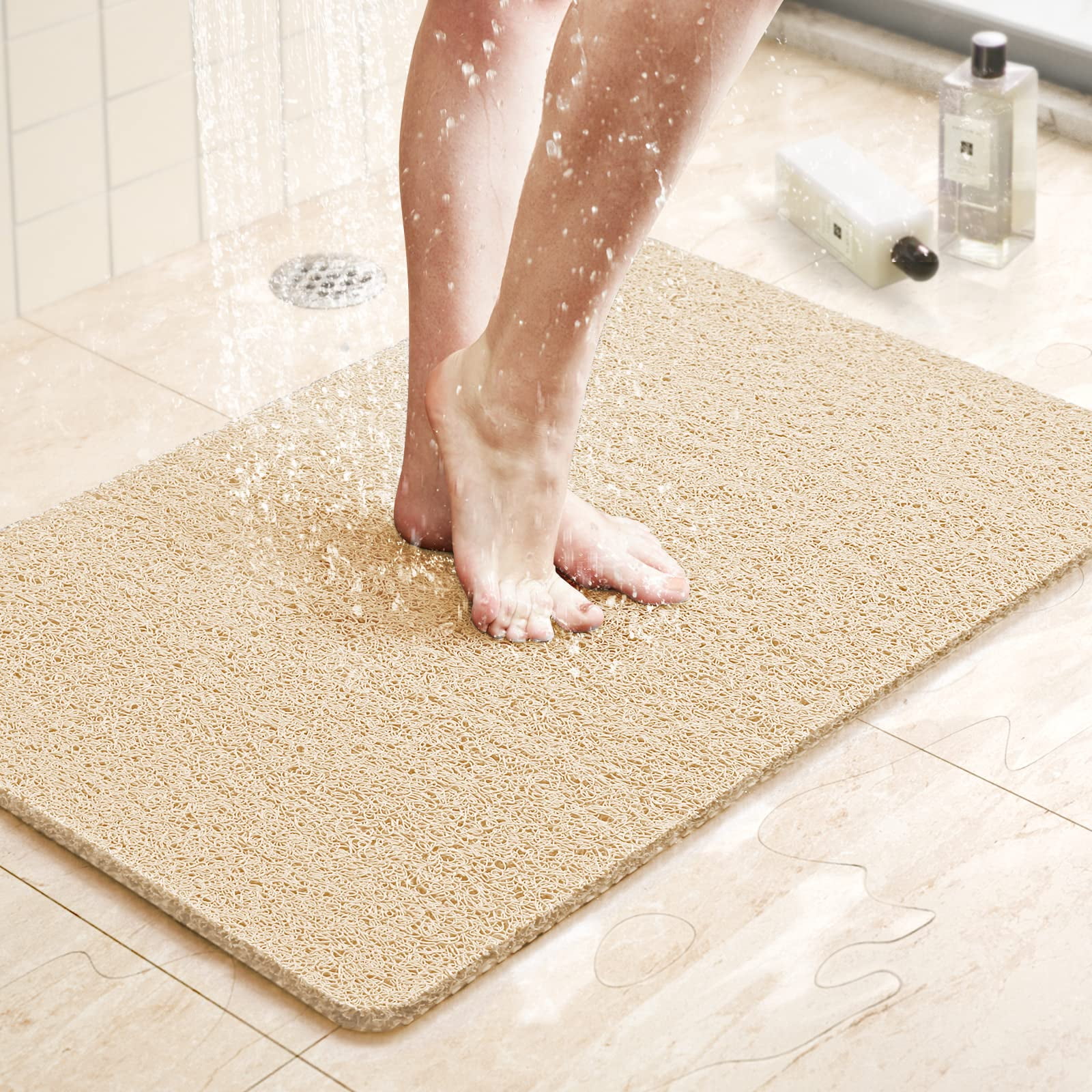 UUGEE Shower Mat for Bathtub Showers Stall Anti Slip PVC Loofah Bath Mats for Tub 17"x30
