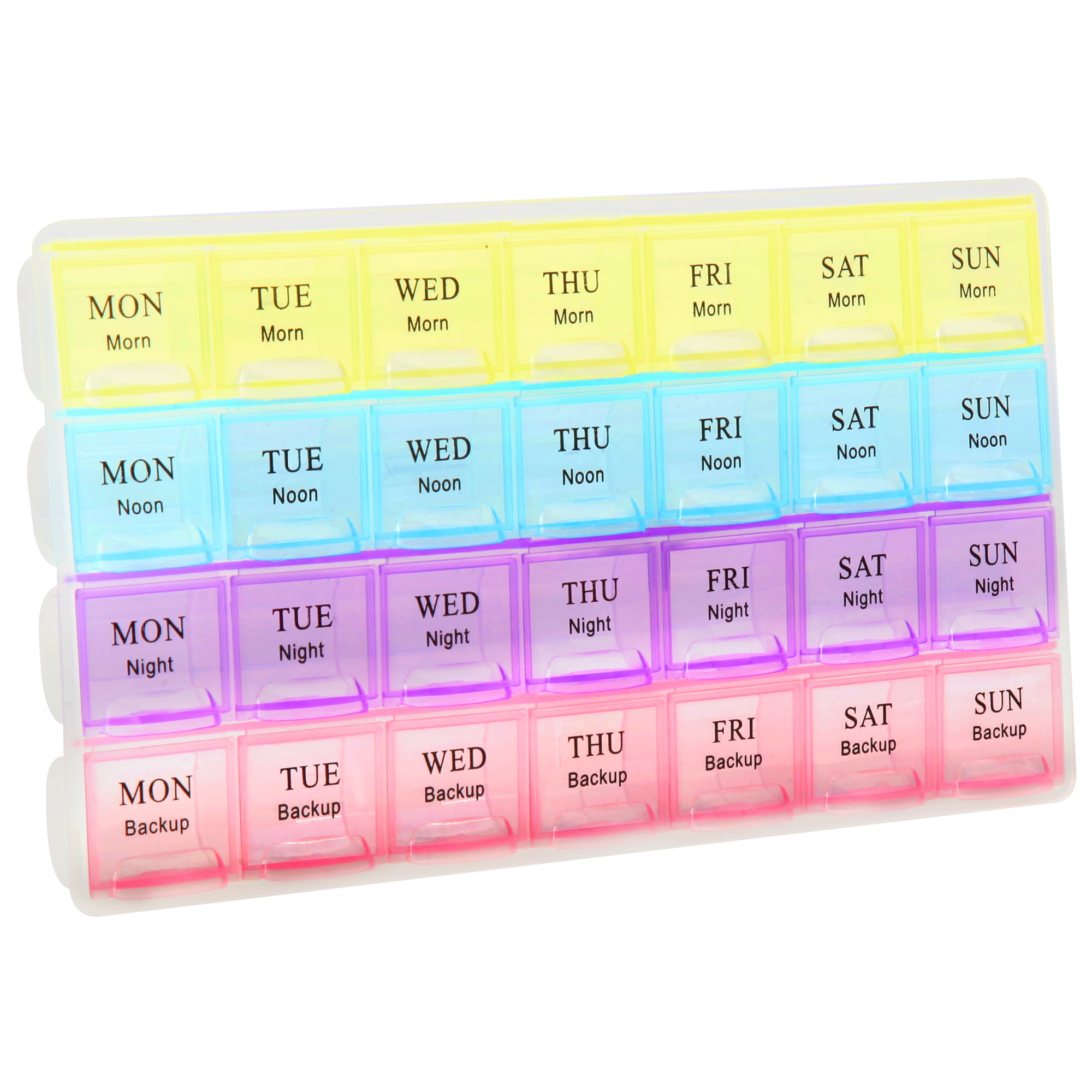 Anself Portable Pill Organizer Storage Box Weekly Prescription and Medication Case 7 Days 4 Times A Day Morning Noon Afternoon Night 28 Slots