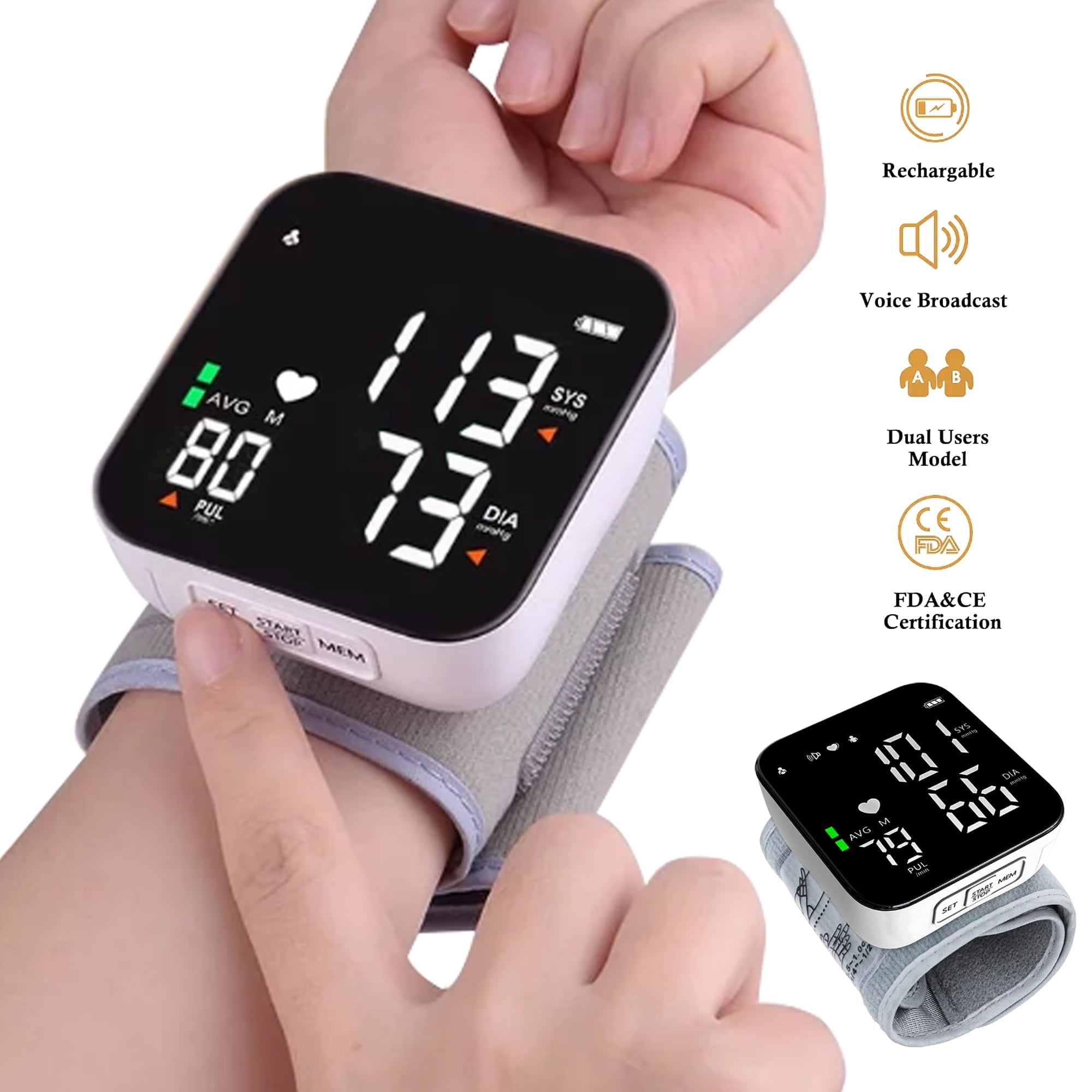 VIIWII Bluetooth Wrist Blood Pressure Monitor, Adj