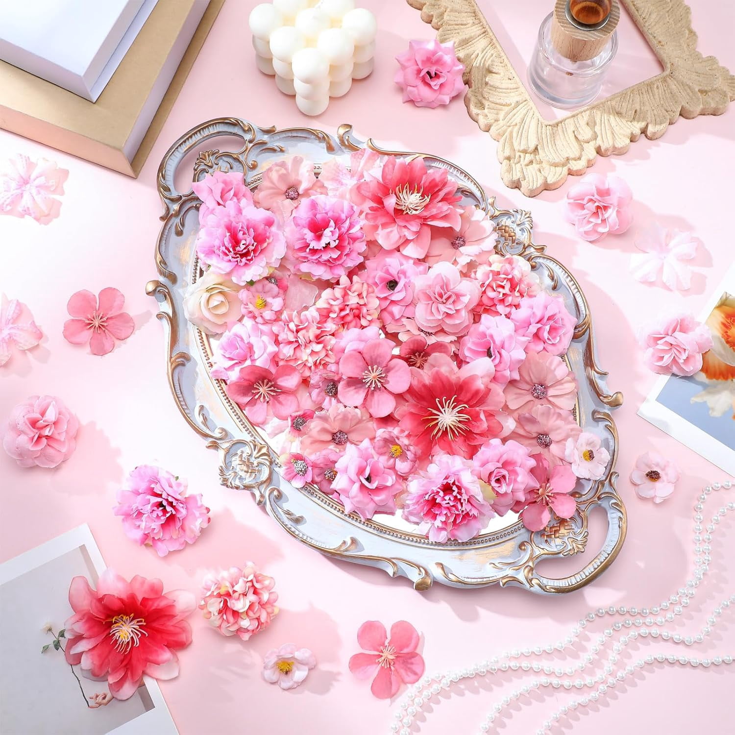 UUGHWW-120 Pcs Small Flowers for Crafts Mini Faux Flowers Artificial ...