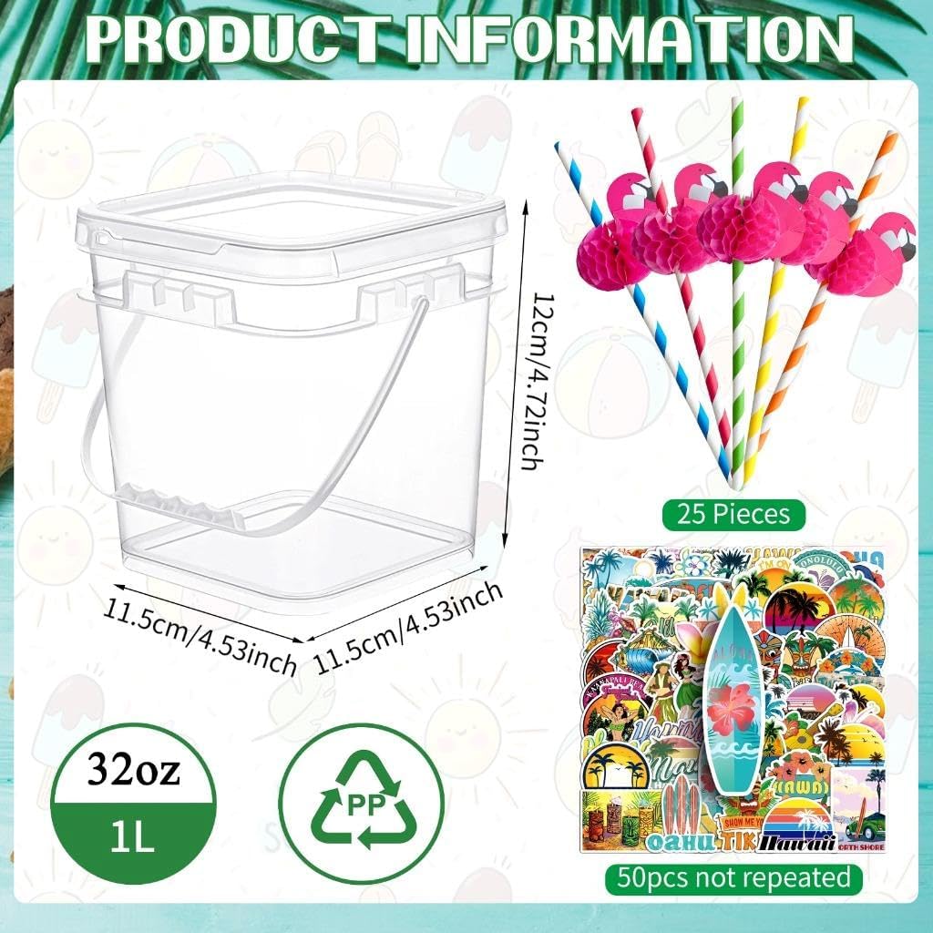 UUGHWW-20 Pcs 32 oz Ice Cream Buckets with Lids and Handles Bulk Clear ...