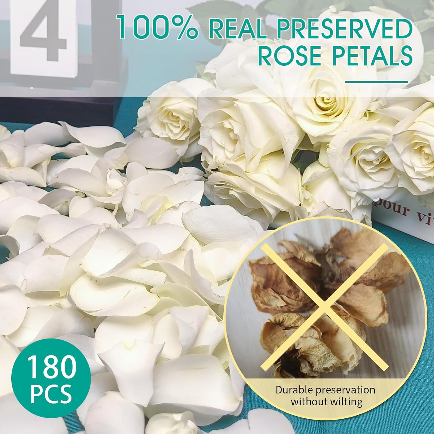 UUGHWW-Dried Real White Rose Petals, Freeze Preserved Flower Petals 1 ...