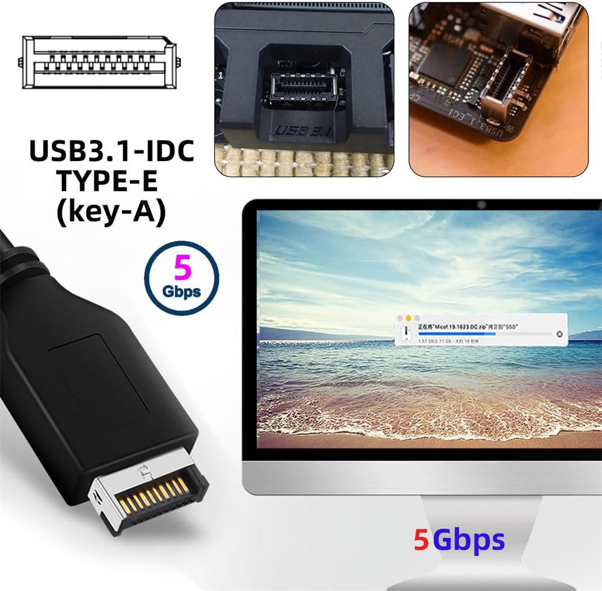UUGHWW-Dual Ports USB 3.0 19/20Pin & Type-E Female Header Splitter to ...