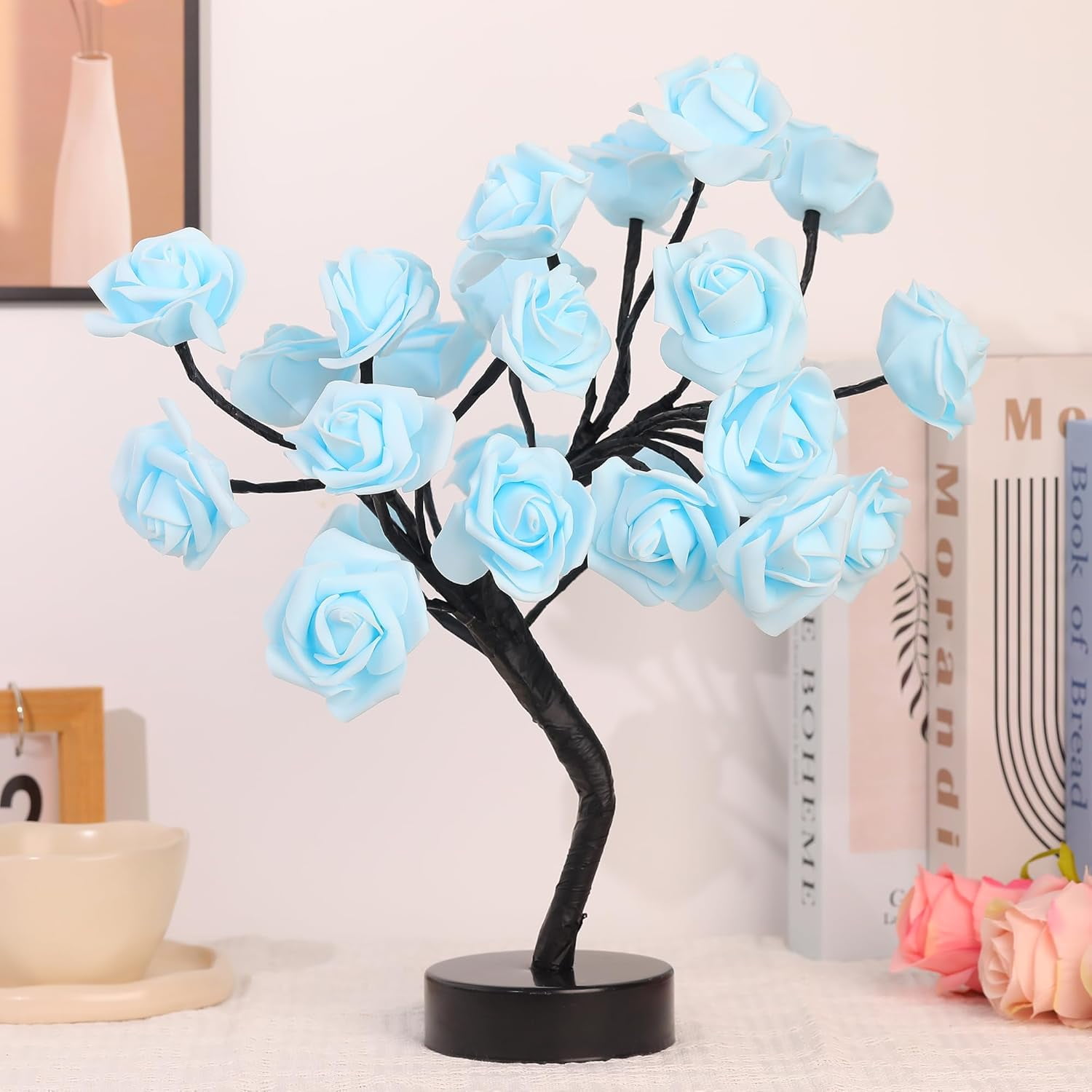 UUGHWW-Rose Flower Tree Lamp - LED Rose Tree Table Lamp USB/Battery ...