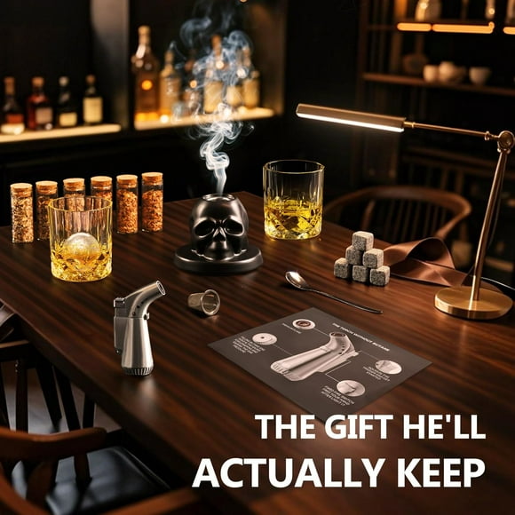 UUGHWW-Whiskey Smoker Kit with Torch 21-Piece & 6 Wood Chips - Old Fashioned Cocktail Smoker Kit for Bourbon, Eco-Friendly Gifts for Men/Dad/Husband (Birthday/Christmas/Father's Day)