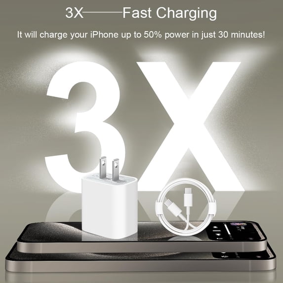 2 Pack 20W Fast Charger Block & 6ft USB-C Cable For IPhone 17/16/15 Pro Max - PD 3.0 Compatible