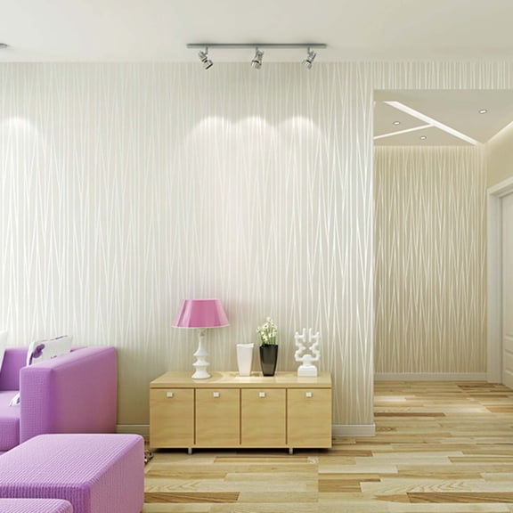 UUHYTG 21x394in Modern Non-Woven Wallpaper Roll Glitter Stripe Textured Wallcoverings, Durable Flocking Striped Wall Paper for Bedroom Living Room, Easy to Install and Clean Home Decor