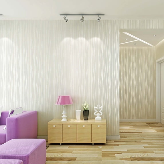 UUHYTG 21x394in Modern Non-Woven Wallpaper Roll Glitter Stripe Textured Wallcoverings, Durable Flocking Striped Wall Paper for Bedroom Living Room, Easy to Install and Clean Home Decor