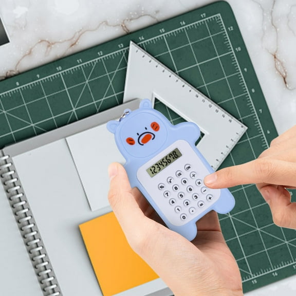 UUHYTG Cute Bear Calculator Basic Handheld Desktop Calculator, Portable Button Battery Powered Mini Calculator for School Office Students Kids with Large LCD Display Easy Press Keys