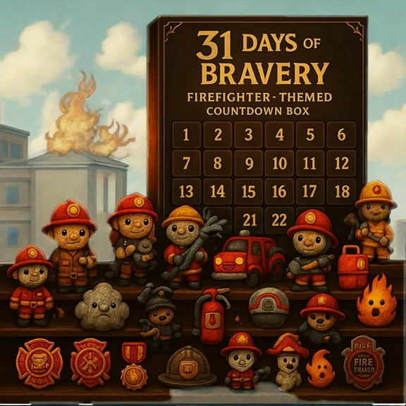 UUHYTG Firefighter Countdown Box, 31 Days Bravery Advent Calendar with Mini Surprises, Collectible Firefighter Themed Toys, Educational Activity Box for Kids, Daily Countdown Learning Set