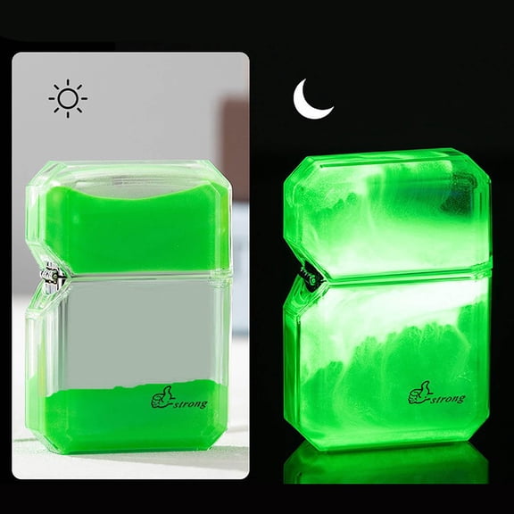 UUHYTG Glow in the Dark Windproof Lighter, Fluorescent Quicksand Luminous Flame Lighter, Refillable Cool Gift Lighter for Night Use Outdoor Lighting and Collection