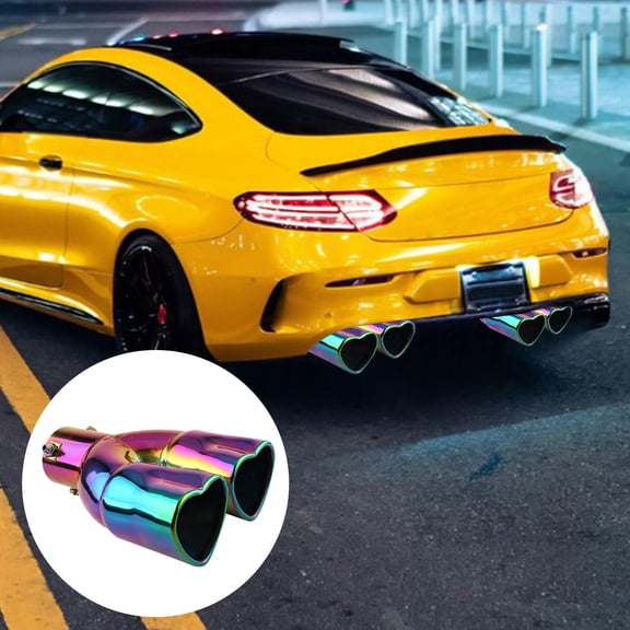 UUHYTG Heart Shaped Exhaust Tip Car Modification Accessory, Dual Outlet Decorative Tail Pipe, Universal Automotive Exhaust Pipe Cover for Car Styling Upgrade