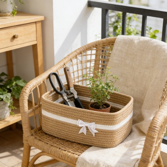 UUHYTG Large Woven Storage Basket with Handles Foldable Bin, Decorative Storage Bin for Home Organization Essentials, Basket for Toys Blankets Laundry Living Room Bedroom