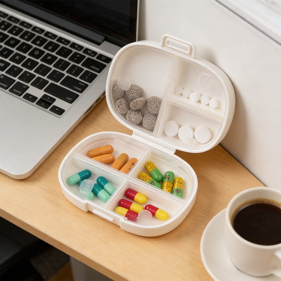 UUHYTG Mini Travel Organizer Box with 7 Compartments Storage Case for Pills Jewelry Earrings Small Accessories Portable Organizer Container for Purse Backpack Pocket Daily Storage