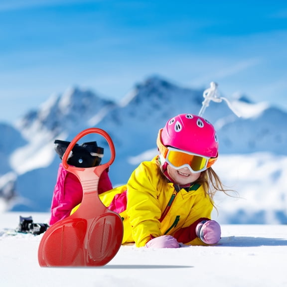 UUHYTG Outdoor Plastic Ski Board for Snow Grass Sand, Lightweight Snow Sled Ski Pad for Kids, Non Slip Handle Winter Sliding Board for Snowboarding Backyard Outdoor Play