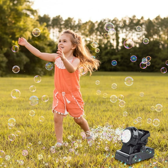 UUHYTG Party Bubble Blower Machine - 45° Adjustable Angle with 10 Nozzles & LED Lights - 150ml Tank for Continuous Bubbles - USB/Battery Powered for Indoor/Outdoor Events