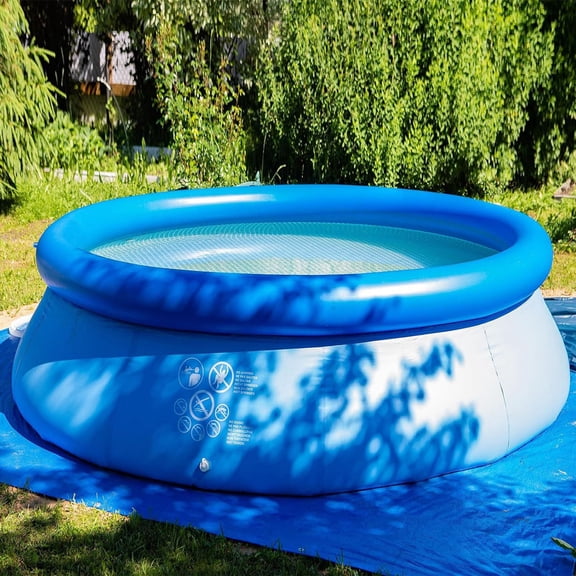 UUHYTG Round Swimming Pool Cover Protection Blanket, Heavy Duty Pool Dust Cover Rain Sun Protection Mat for Outdoor Above Ground Pools, Keeps Leaves Debris Out for Backyard Garden Pool Protection