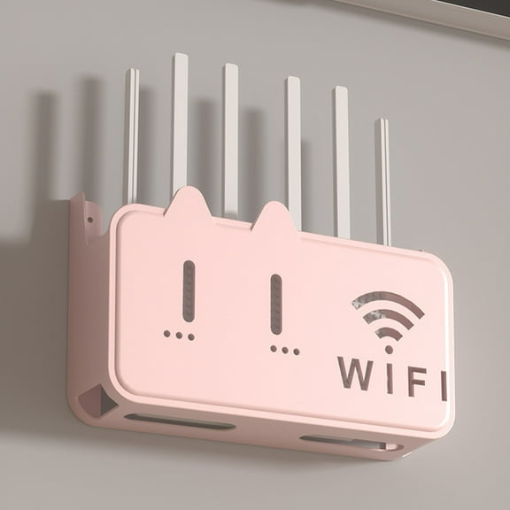 UUHYTG WIFI Router Holder, 2 Pack Wall Mounted Storage Shelf with Strong Adhesive, Home Network Modem and Cable Organizer Shelf for TV Box, Air Conditioner Remote Control, Bedside Storage Box Bracket