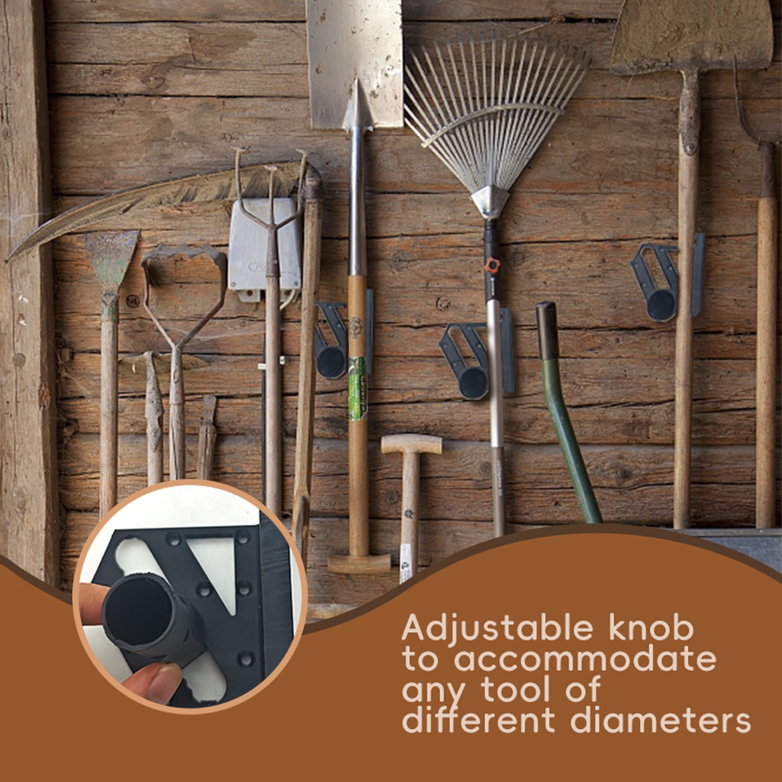 UUHYTG Wall-Mounted Gardening Tool Rack - Heavy-Duty Steel Organizer ...