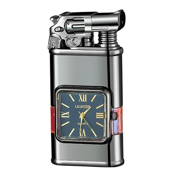 UUHYTG Windproof Lighter Vintage Watch Bezel Jet Flame Torch, Vintage Lighter Refillable Butane Gas Lighters, Men's Cool Dual Flame Lighter, Gift for Him