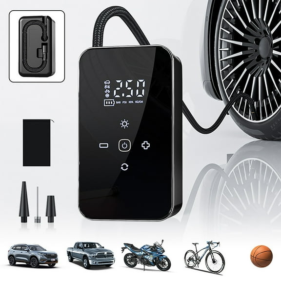 UUHYTG Wireless Car Tire Inflator Air Pump, Portable Electric Air Compressor with Pressure Detection Light, Rechargeable Auto Pump for Car Bike Emergency Inflation