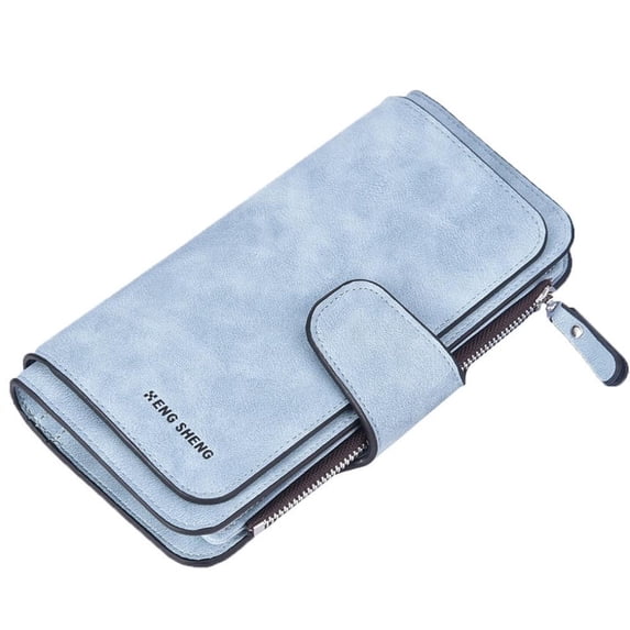 UUHYTG Women's RFID Blocking Wallet with Zipper, Long Wallet with Multiple Card Slots Coin Purse, Frosted Leather Wallet with Photo Insert, Large Capacity Billfold for Credit Cards Cash