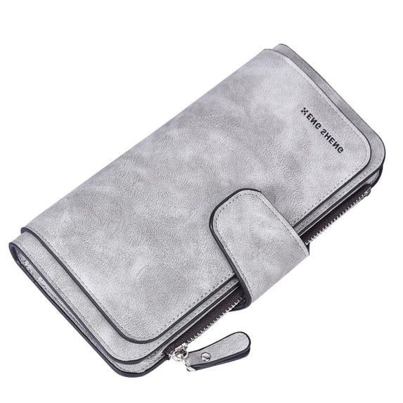 UUHYTG Women's RFID Blocking Wallet with Zipper, Long Wallet with Multiple Card Slots Coin Purse, Frosted Leather Wallet with Photo Insert, Large Capacity Billfold for Credit Cards Cash