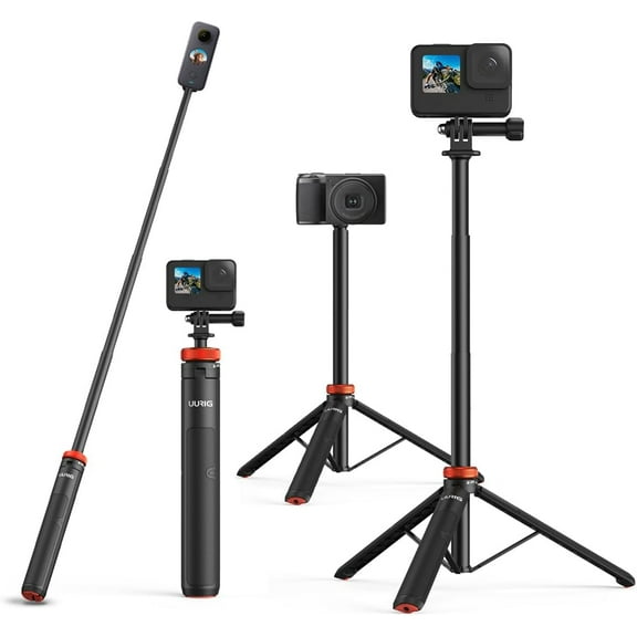 UURig Telescopic Selfie Stick Long with Tripod, Waterproof Hand Grip, for X5/X4, GoPro Hero 13 12 11 10 9 8 7 6 5 4 3 2, Fusion, Max, Session, , SJCAM, OSMO Action 6/5Pro/4/3 GoPro