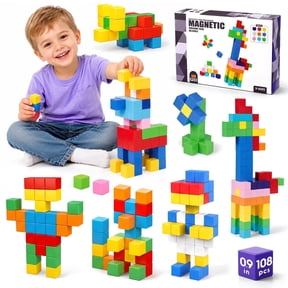 UUSUOO 108PCS Magnetic Blocks,0.9 Inch Magnetic Building Blocks for Kids Ages 4-8, 3D Magnet Cubes,Preschool STEM Educational Sensory Magnet Toys,Birthday Gifts for Kids 3-8